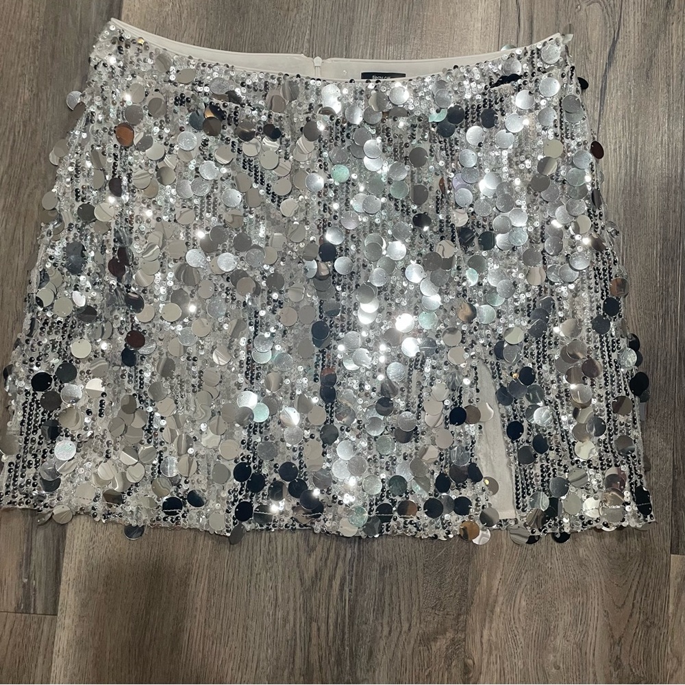 Nasty Gal Silver Sequin Mini Skirt